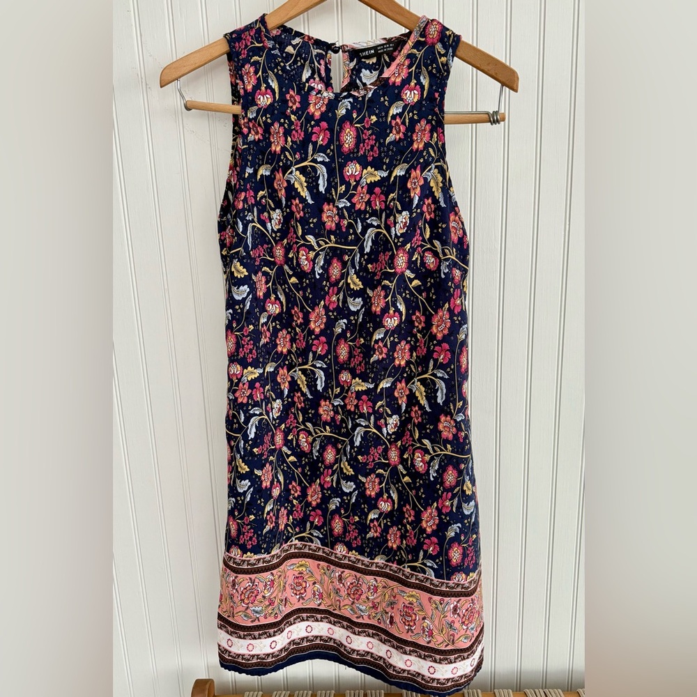 SHEIN Floral Summer Dress size M Navy and Pink